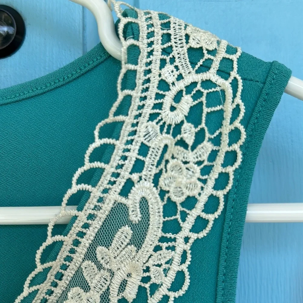 BlueTique Turquoise Lace Sleeveless Sundress size small